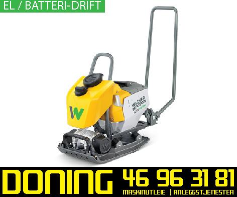 Batteridrevet vibroplate 70kg/ 13kN, arbeidsbredde 40 cm.